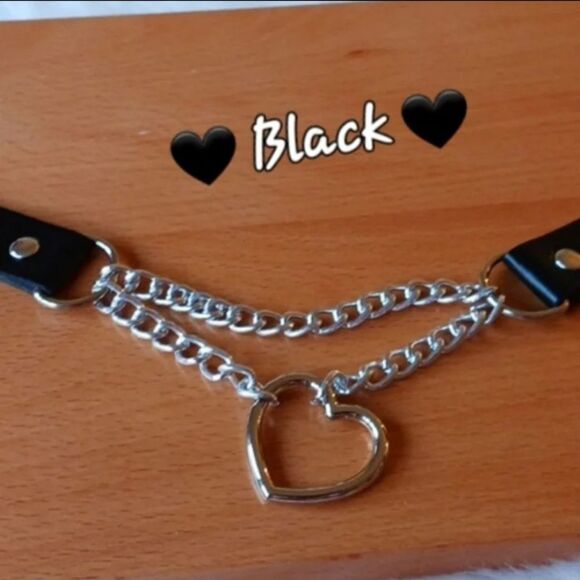 Chain Choker Collar, Heart Shaped Choker Necklace, S Choker, Gothic Chain Choker - Picture 6 of 12